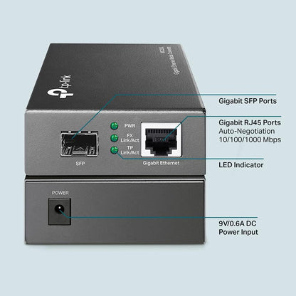 TP-Link Gigabit SFP Media Converter, Complies with IEEE 802.3ab and IEEE 802.3z, FX Port Supports Hot-Swappable (MC220L