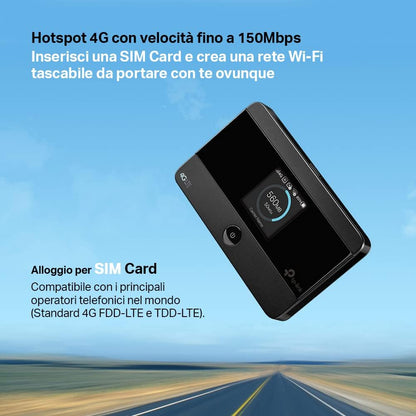 TP-Link 4G Cat4 LTE Travel Mobile Mi-Fi Hotspot, Connection with Up to 10 Devices, Compatible with Most of the Network, Rechargeable /Up to 8 hours life Battery, Easy Management with tpMiFi App(M7350