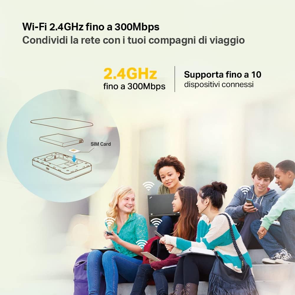 TP-Link 4G Cat4 LTE Travel Mobile Mi-Fi Hotspot, Connection with Up to 10 Devices, Compatible with Most of the Network, Rechargeable /Up to 8 hours life Battery, Easy Management with tpMiFi App(M7350