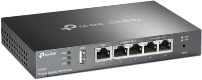 TP-LINK ER605 5 port dual/multiple WAN VPN router (up to 4 Gigabit WAN ports, highly secure VPN, Omada SDN, central management, intelligent monitoring, firewall) black, ideal for office networks