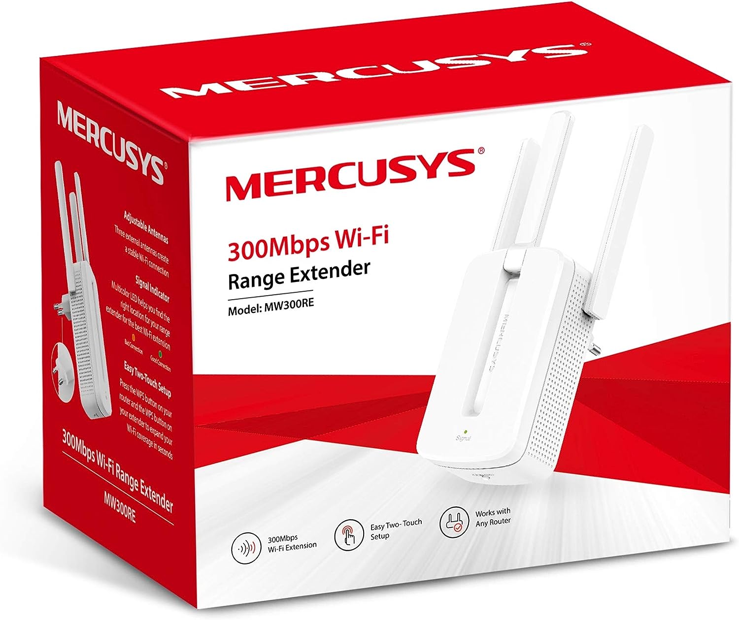 Mercusys WiFi N Repeater 300Mbps WiFi Network Extender Wireless Amplifier MW300RE (N300, 2 External Antenna