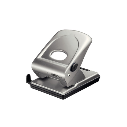 Rapid FMC40 2 Hole Punch, Punches up to 40 Sheets, Adjustable Guide Bar, Metal, Silver, 21835602 Brilliant Silver 40 Sheets