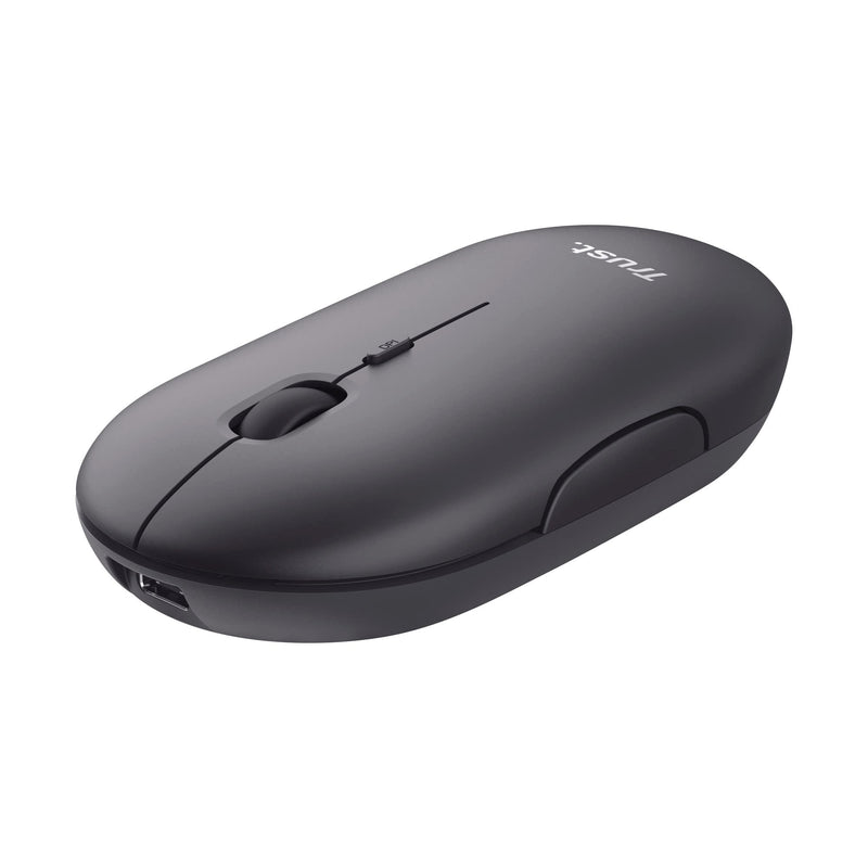 Trust Puck Wireless Mouse, Bluetooth or 2.4 GHz with USB Mini-Receiver, Rechargeable Battery, Silent Clicks, DPI Button, Light Computer Mouse for Laptop, PC, Mac, Chromebook