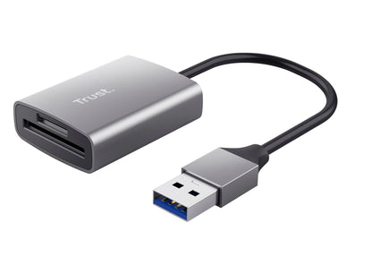 Trust Dalyx Fast USB Cardreader, Fast USB 3.2 Gen 1 with USB-A connector, 104 MB/s with compatible UHS-I cards, (micro) SD, SDHC and SDXC up to 2 TB, MacBook, PC, Laptop, Chromebook