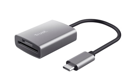 Trust Dalyx Fast USB Cardreader, Fast USB 3.2 Gen 1 with USB-C connector, 104 MB/s with compatible UHS-I cards, (micro) SD, SDHC and SDXC up to 2 TB, MacBook, PC, Laptop, Chromebook