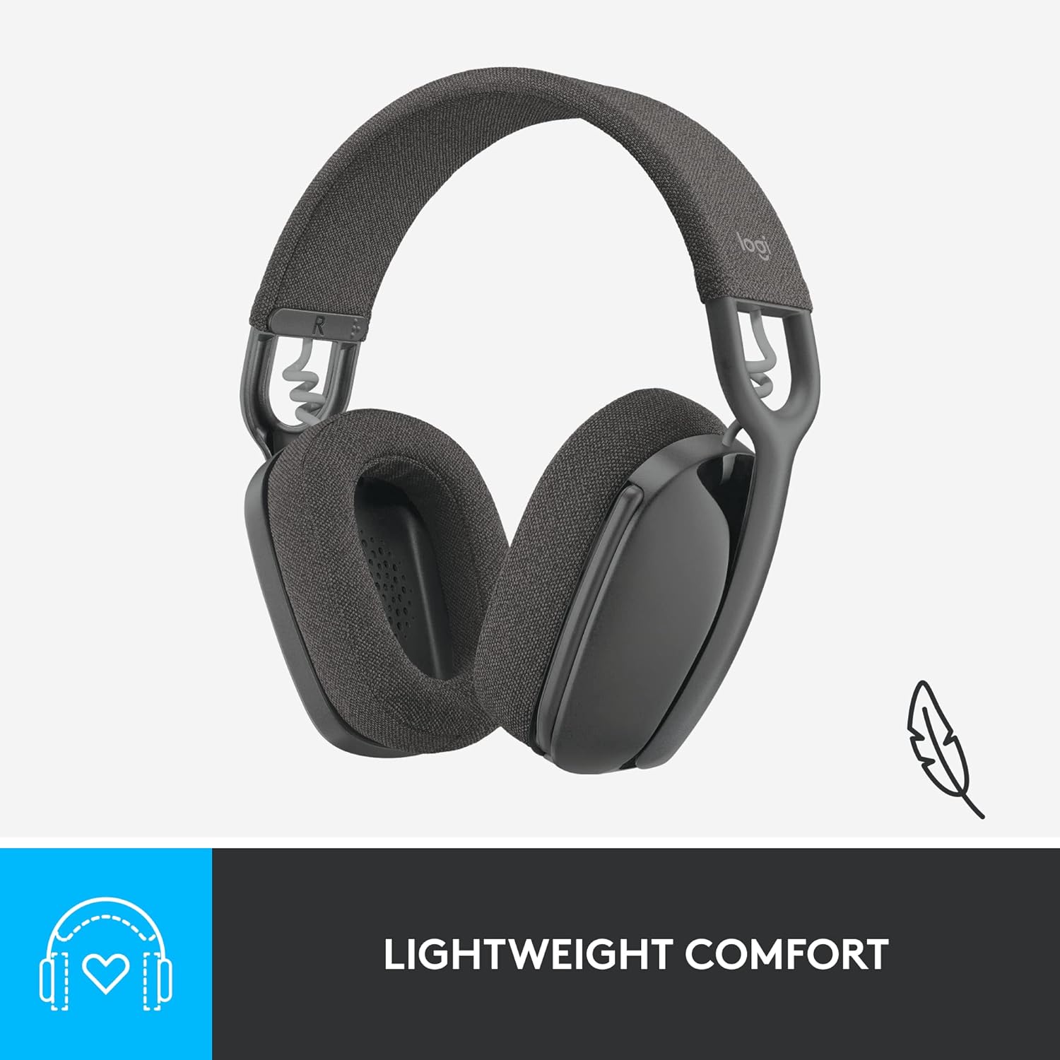 Logitech Zone Vibe Wireless Bluetooth® headphones with noise-cancelling mic, USB-A, USB-C, certified for Google Meet, Google Voice, Zoom, Mac/PC - Grey