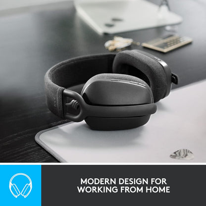 Logitech Zone Vibe Wireless Bluetooth® headphones with noise-cancelling mic, USB-A, USB-C, certified for Google Meet, Google Voice, Zoom, Mac/PC - Grey