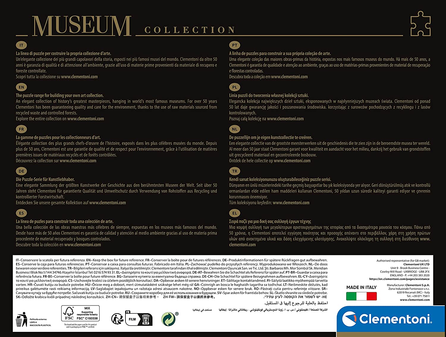 Clementoni - Puzzle Adulto 1000 Piezas Colección Museos - Canaletto, Regreso de Bucintoro en el día de la Ascensión - Desde 14 años (39764