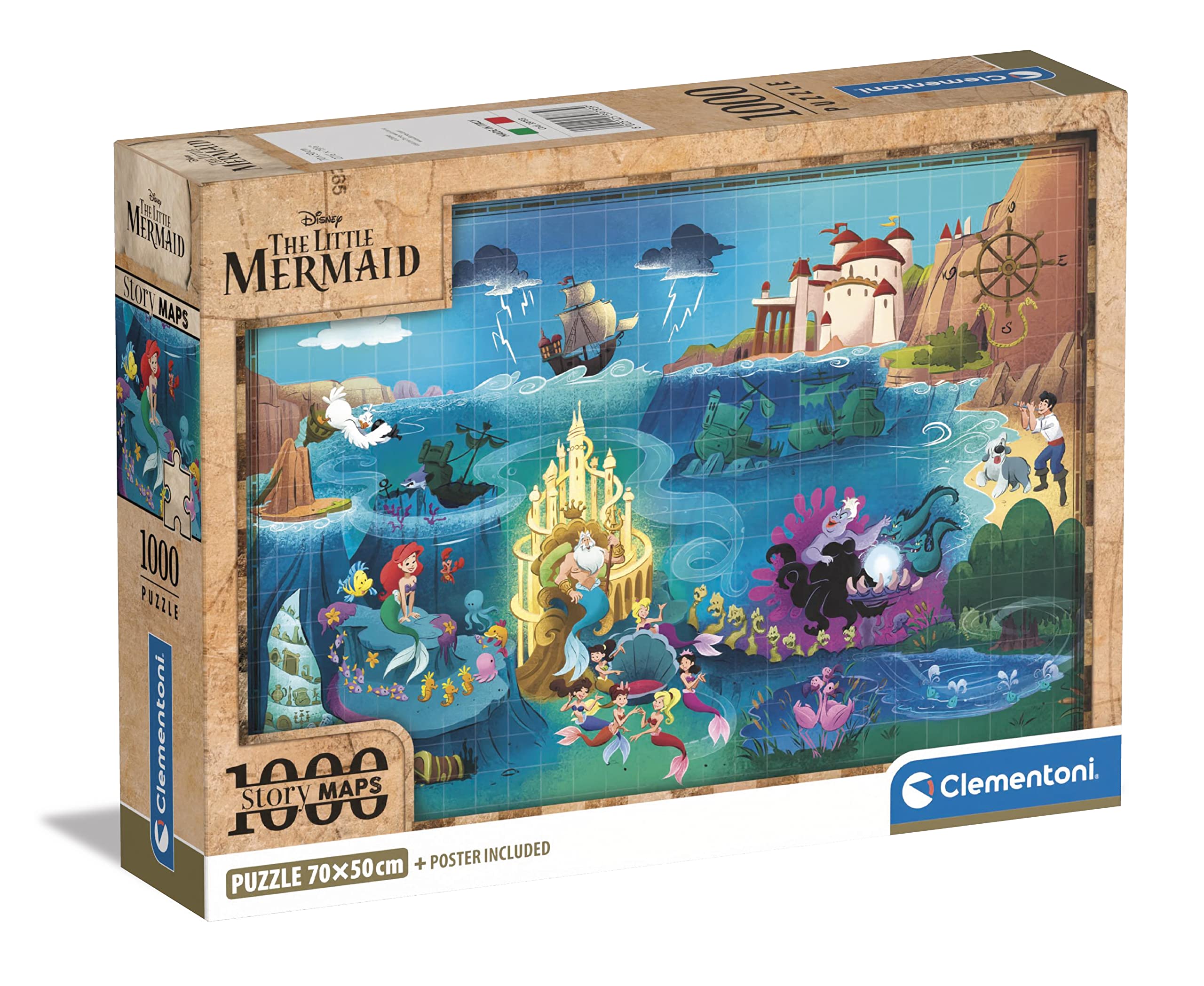 Clementoni 39783 Disney Little Mermaid-1000 Pieces-Adult Jigsaw Puzzles, Made in Italy, Multi-Coloured