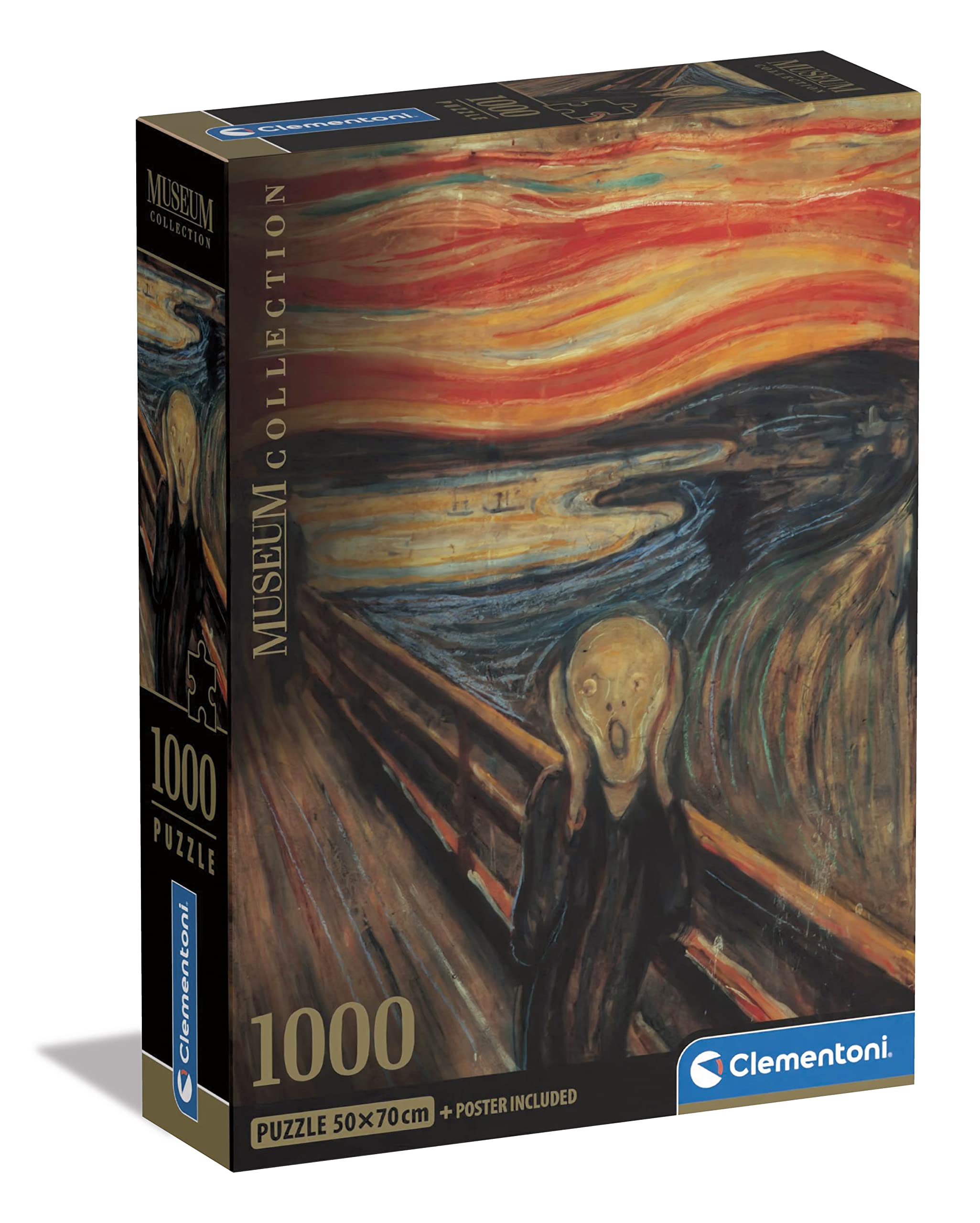 Clementoni 39791 Museum Collection-The Scream-1000 Pieces-Adult Jigsaw Puzzles, Art, Famous Paintings, Made in Italy, Multi-Coloured