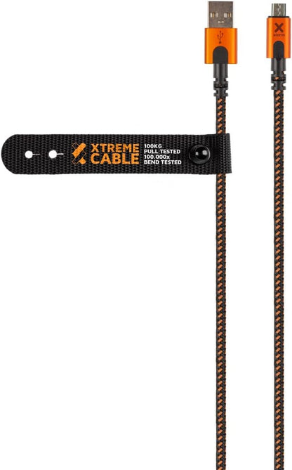 Xtreme USB to Micro Cable by Xtorm 1.5m - Ultra-Strong, Flexible USB-A to Micro USB Charging & Transfer Cable - Black & Orange