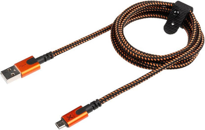 Xtreme USB to Micro Cable by Xtorm 1.5m - Ultra-Strong, Flexible USB-A to Micro USB Charging & Transfer Cable - Black & Orange