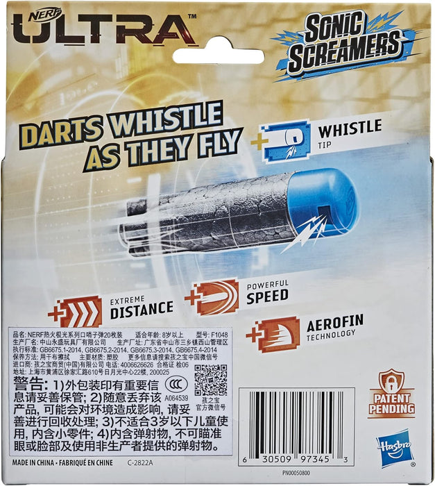 Nerf Ultra Sonic Screamers 20-Dart Refill Pack - Darts Whistle Through the Air - Compatible Only with Nerf Ultra Blasters