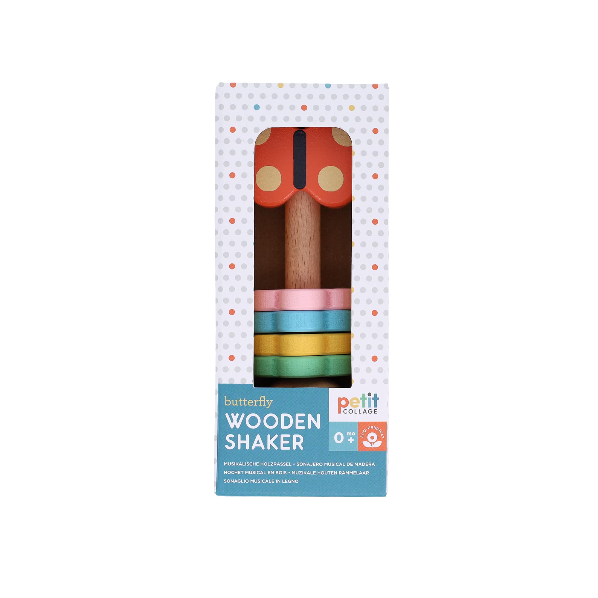 Petit Collage PTC696 Butterfly Wooden Shaker, Multicoloured, One Size