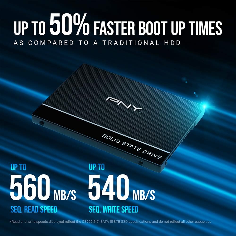 PNY CS900 Internal SSD SATA III, 2.5 Inch, 2TB, Read speed up to 550MB/s