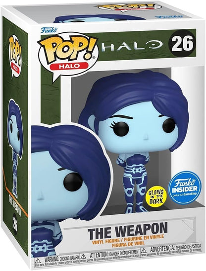 Funko POP! : Halo Infinite The Weapon #026 Glow in The Dark Exclusive Vinyl Figure Protector and Box Include, Blue, small 3.85in