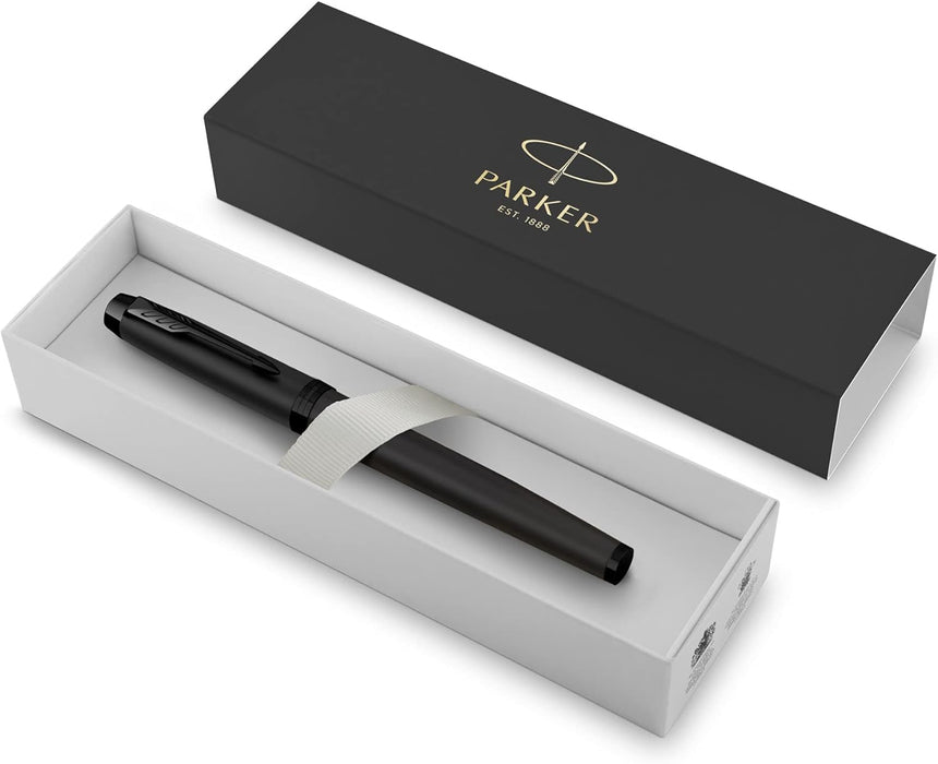Parker IM Rollerball Pen | Matte Black with Black Trim | Fine Point with Black Ink Refill | Gift Box