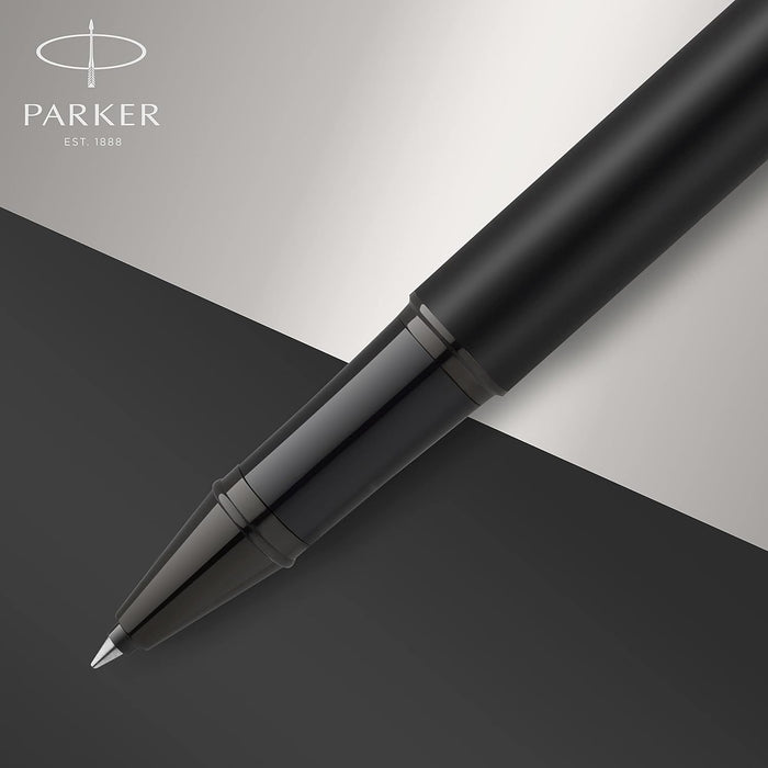 Parker IM Rollerball Pen | Matte Black with Black Trim | Fine Point with Black Ink Refill | Gift Box