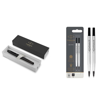 Parker IM Rollerball Pen | Matte Black with Black Trim | Fine Point with Black Ink Refill | Gift Box
