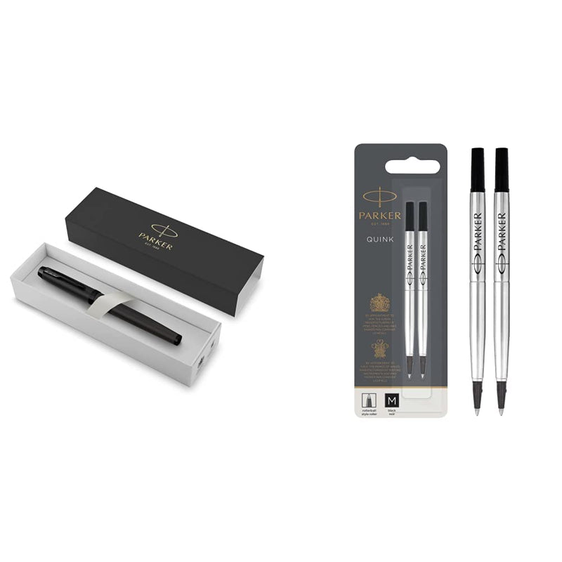 Parker IM Rollerball Pen | Matte Black with Black Trim | Fine Point with Black Ink Refill | Gift Box