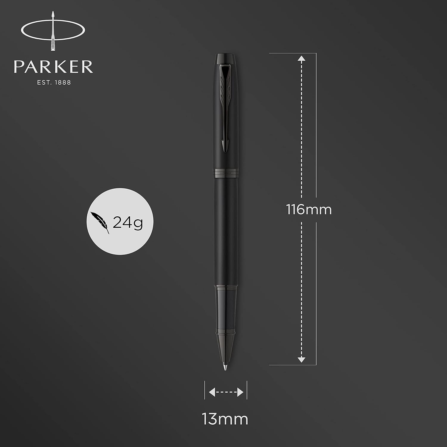 Parker IM Rollerball Pen | Matte Black with Black Trim | Fine Point with Black Ink Refill | Gift Box