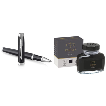 PARKER IM Rollerball Pen | Matte Black with Chrome Trim | Fine Point with Black Ink Refill | Gift Box