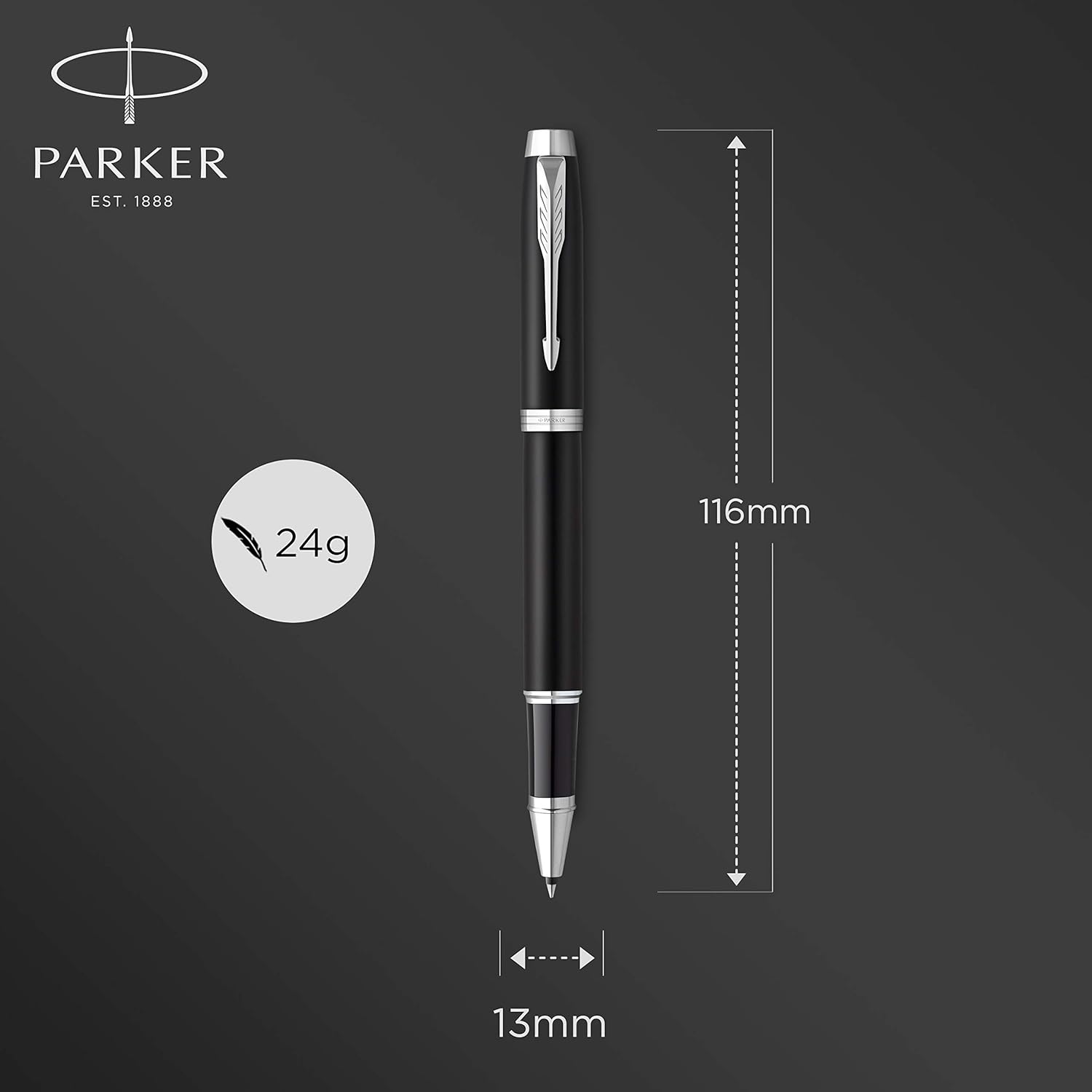 PARKER IM Rollerball Pen | Matte Black with Chrome Trim | Fine Point with Black Ink Refill | Gift Box