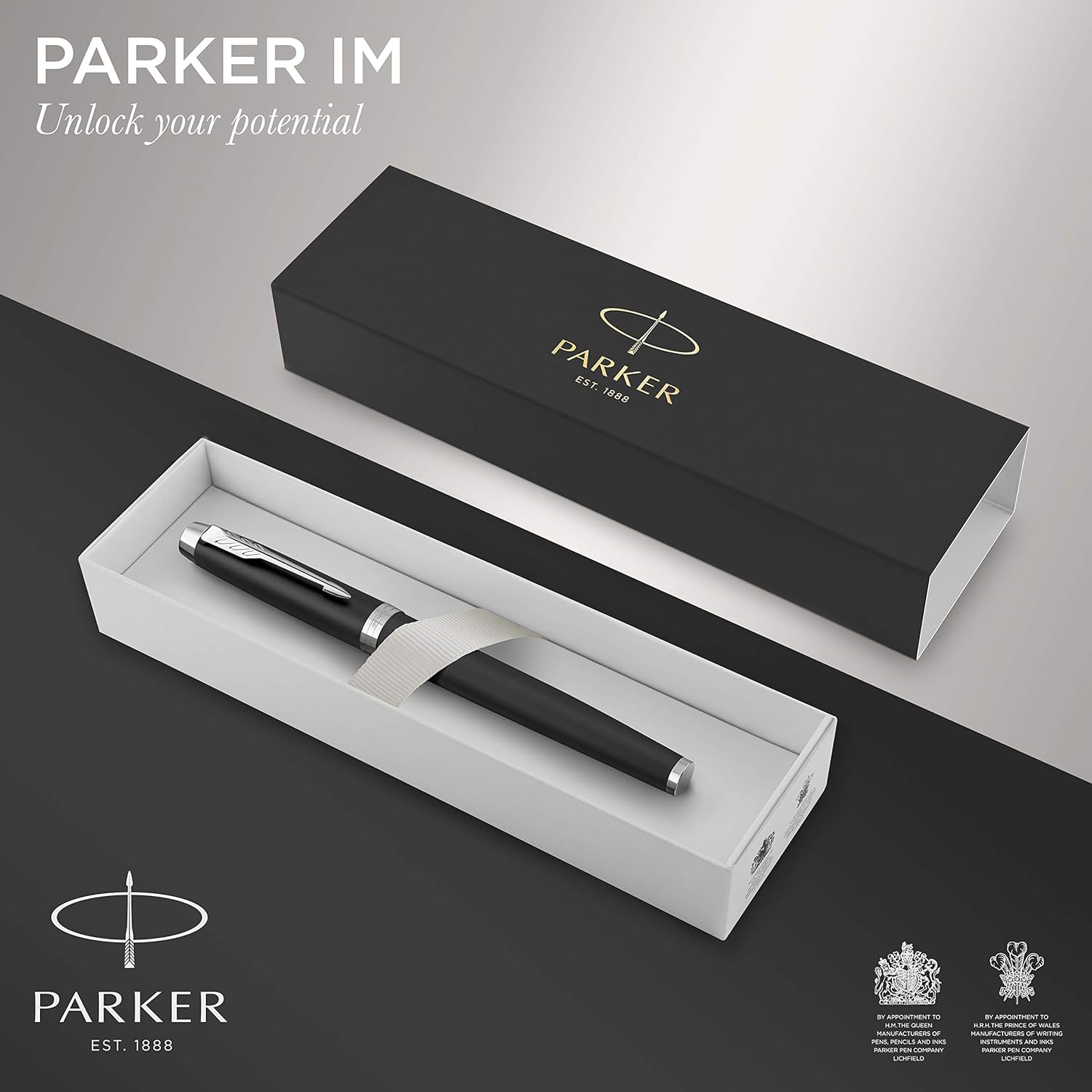 PARKER IM Rollerball Pen | Matte Black with Chrome Trim | Fine Point with Black Ink Refill | Gift Box