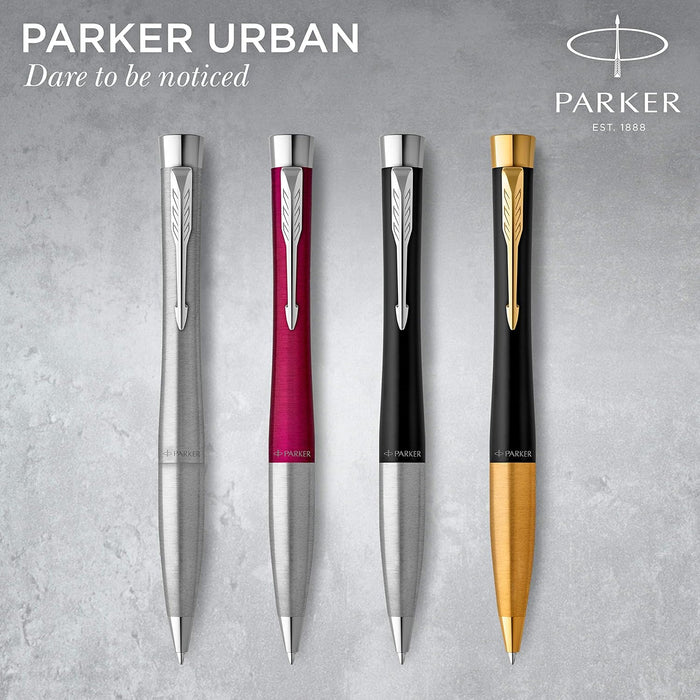 PARKER Urban Twist Ballpoint Pen | Muted Black with Gold Trim | Medium Point Blue Ink Refill | Gift Box