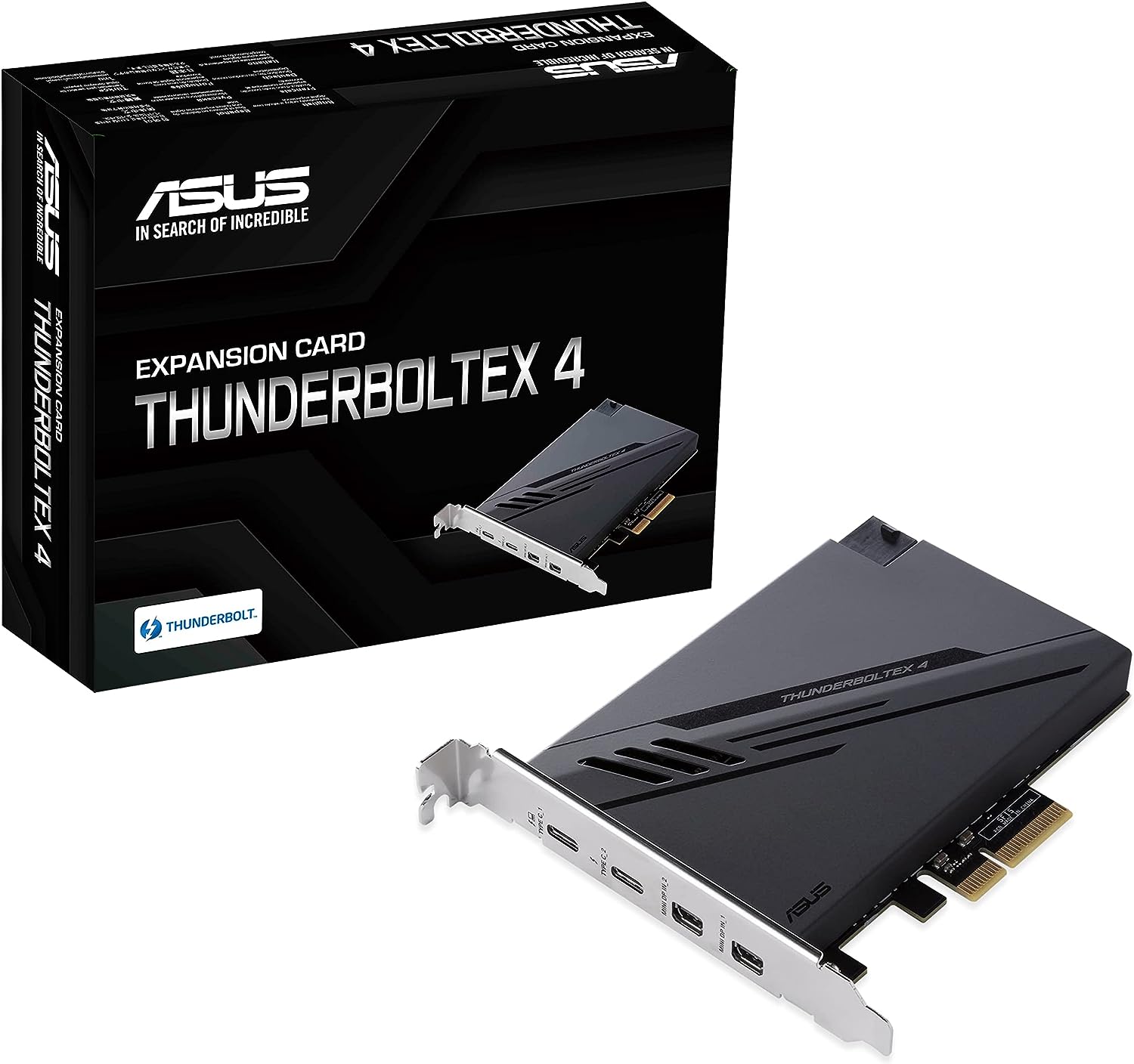 ASUS ThunderboltEX 4 Card, PCI Express, 2 x Thunderbolt 4 (USB-C), 2 x Mini DisplayPort In, TBT Header, USB 2.0 Header