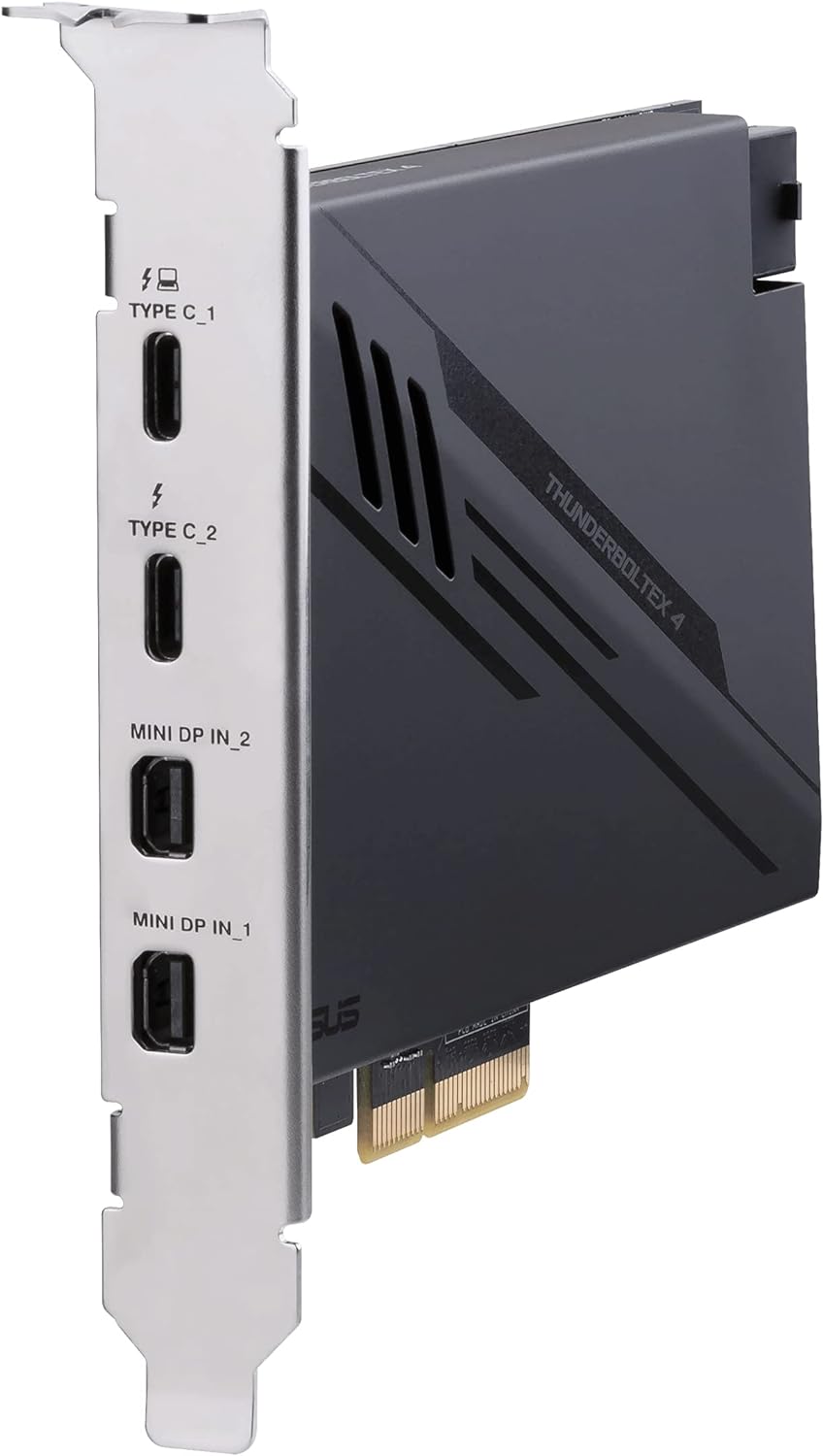 ASUS ThunderboltEX 4 Card, PCI Express, 2 x Thunderbolt 4 (USB-C), 2 x Mini DisplayPort In, TBT Header, USB 2.0 Header