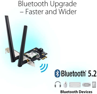 Asus (PCIE-AX1800) AX1800 Wireless Dual Band PCI Express Wi-Fi 6 Adapter, Bluetooth 5.2, WPA3, OFDMA & MU-MIMO