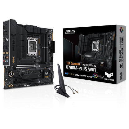 ASUS TUF GAMING B760M-PLUS WIFI Mainboard Sockel Intel LGA 1700 (Intel B760, mATX, DDR5 Speicher, PCIe 5.0, 2x M.2, WiFi 6, Thunderbolt 4, Aura Sync