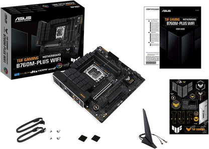 ASUS TUF GAMING B760M-PLUS WIFI Mainboard Sockel Intel LGA 1700 (Intel B760, mATX, DDR5 Speicher, PCIe 5.0, 2x M.2, WiFi 6, Thunderbolt 4, Aura Sync