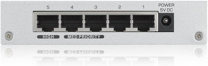 Zyxel 5-Port Desktop Gigabit Ethernet Switch - custodia metallica, Garanzia a Vita