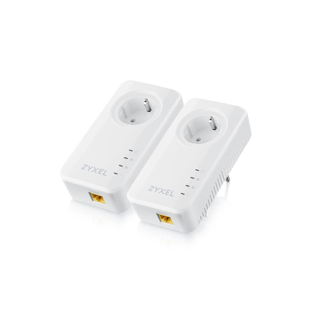 Zyxel G.hn 2400 Wave 2 Powerline Kit Ethernet Adapter - Pass-Through, Gigabit, Plug and Play, 8K Content Streaming Pack of 2