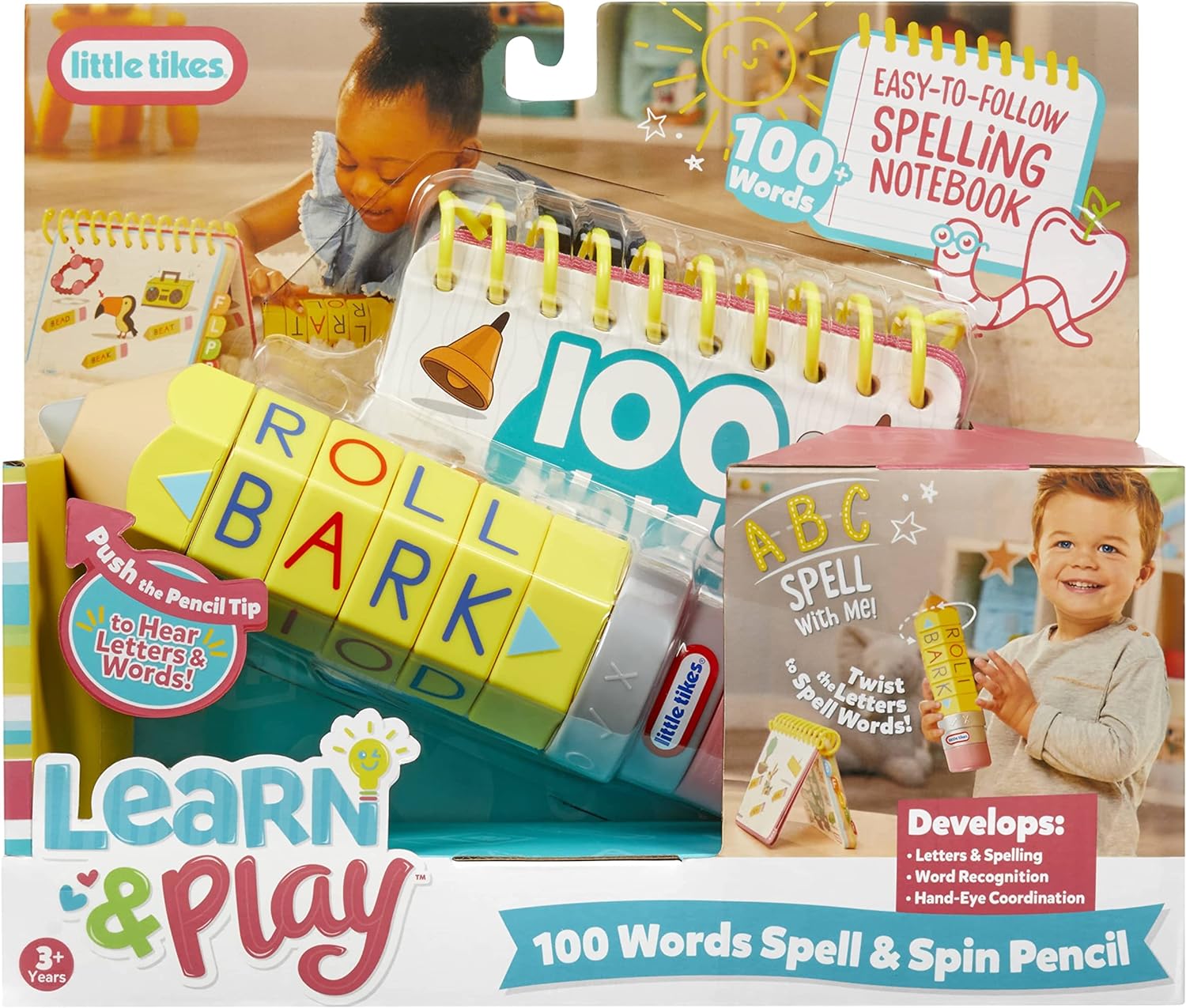 little tikes Learn & Play 100 Words Spell & Spin Pencil - Includes Letters, Spelling, Vocabulary, Phonetics, Alphabet, Sounds - Preschool Education & Learning - For Toddlers Aged From 3 Years