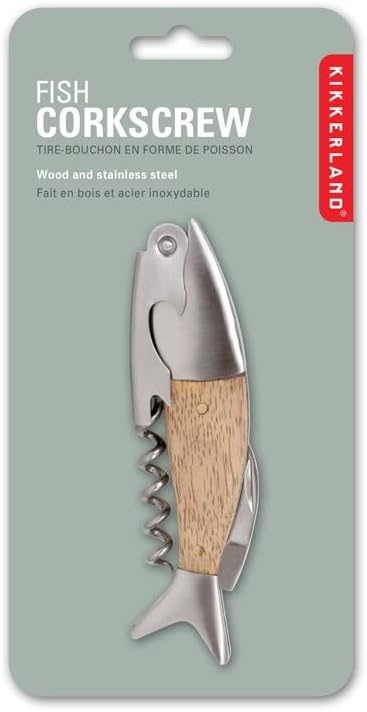 Kikkerland Lightwood Fish Corkscrew