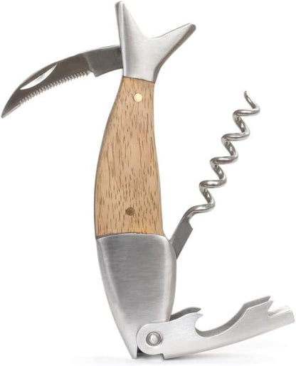 Kikkerland Lightwood Fish Corkscrew