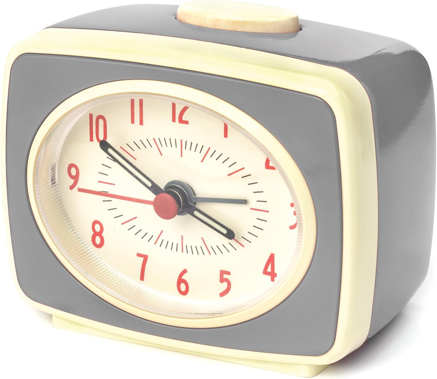Kikkerland Alarm Clock, Grey, 9.8 x 6.1 x 8.37 cm