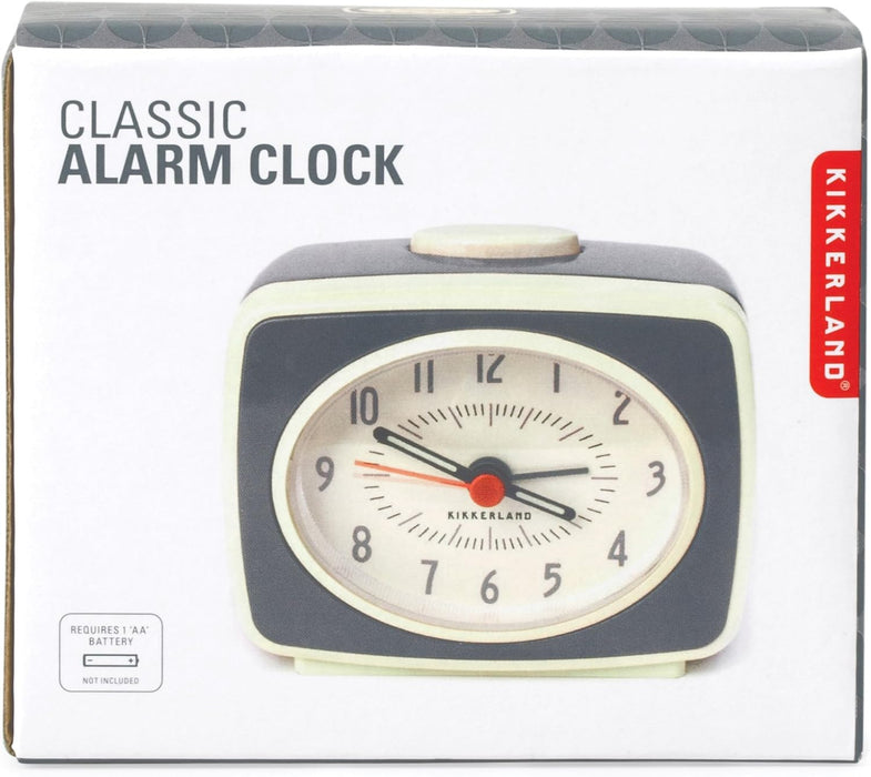 Kikkerland Alarm Clock, Grey, 9.8 x 6.1 x 8.37 cm
