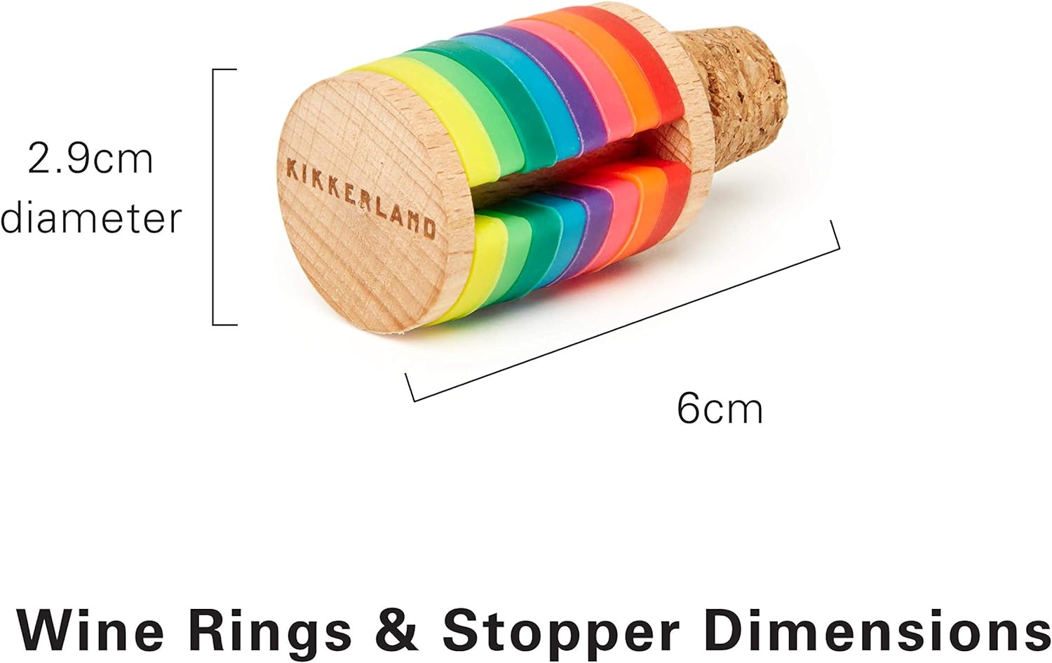 Kikkerland Rainbow Wine Rings + Tope (BA91