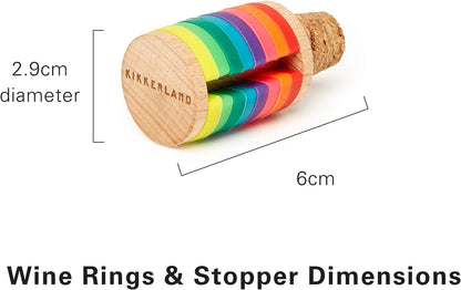 Kikkerland Rainbow Wine Rings + Tope (BA91