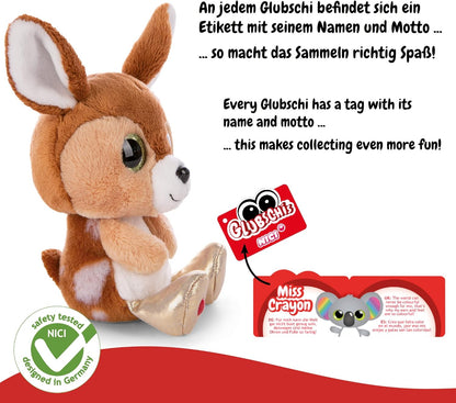 Nici Glubschis: The Original – Glubschis Fawn Feena 15cm I Sitting Plush Toy Fawn with Big Glittery Eyes I Soft Toy For Cuddly Toy Lovers