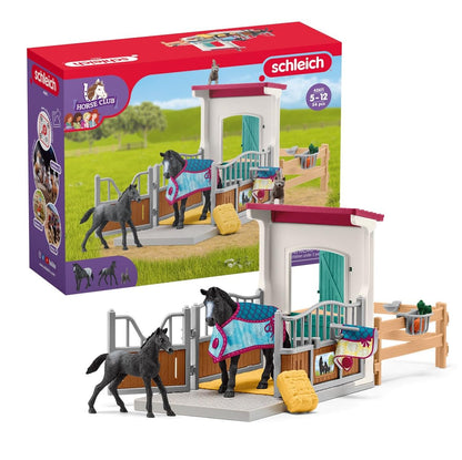 schleich HORSE CLUB — 42611 Horse Stall Playset, 34-Piece Horse Stable Play Set Extension with Mare and Foal Figurines, Horse Toys for Girls & Boys Ages 5+