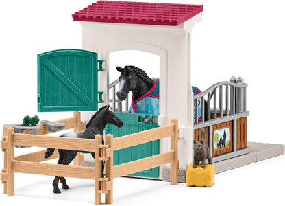 schleich HORSE CLUB — 42611 Horse Stall Playset, 34-Piece Horse Stable Play Set Extension with Mare and Foal Figurines, Horse Toys for Girls & Boys Ages 5+