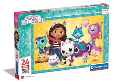 Clementoni Dreamworks Gabby's Dollhouse - Puzzle mit 24 Maxi-Teilen für Kinder ab 3 Jahren, Buntes Kinderpuzzle mit besonderer Leuchtkraft, 28521 von Clementoni