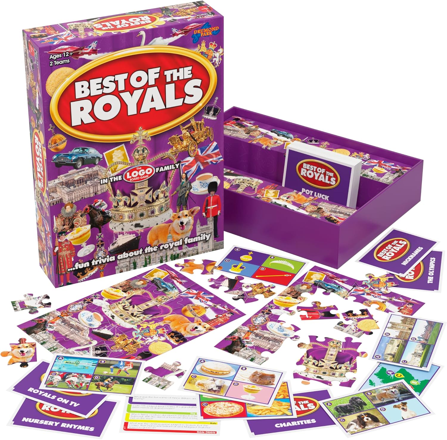 Drumond Park T73561EN Best of the Royals LOGO Board Game, Family Board Games for 2-8 players, Tabletop Game For Adults And Kids Suitable From 12+ Years