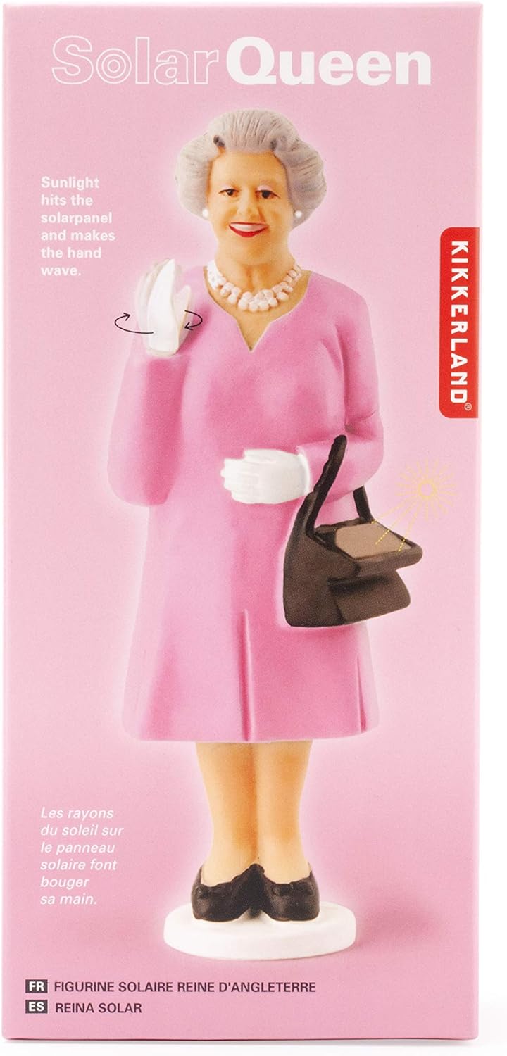 Kikkerland Solar Queen Waving Figurine Home Office Display Novelty Decor