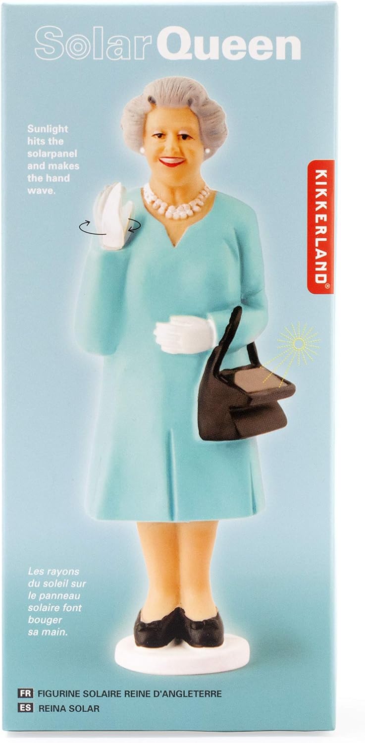 Kikkerland Solar Queen Waving Figurine Home Office Display Novelty Decor
